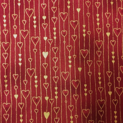 Stof │  Glimmering │ Red/Gold hearts